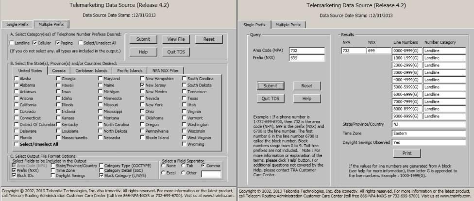 Multiple Prefix (many records) and Single Prefix (one record) selection screens